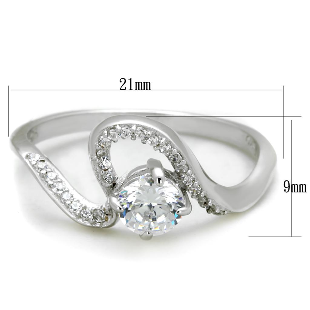 TS423 - Rhodium 925 Sterling Silver Ring with AAA Grade CZ in Clear
