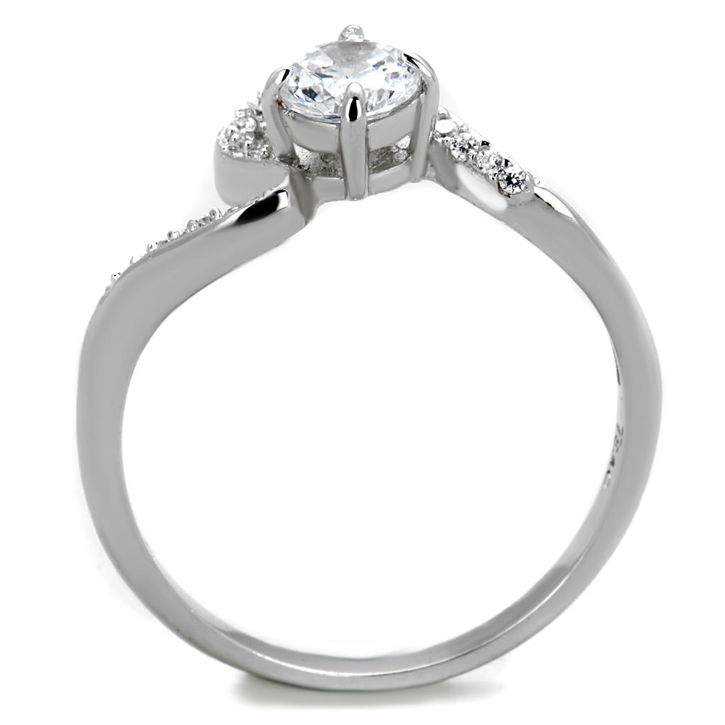 TS423 - Rhodium 925 Sterling Silver Ring with AAA Grade CZ in Clear