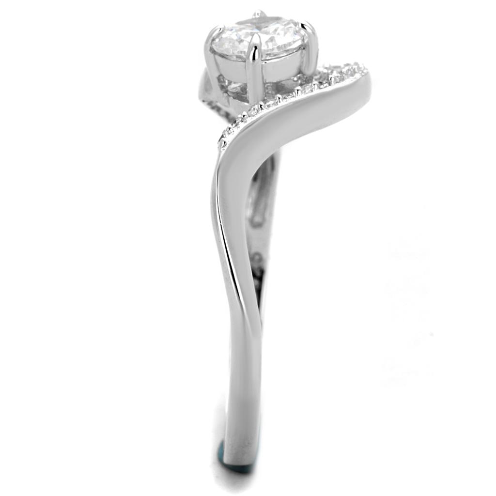 TS423 - Rhodium 925 Sterling Silver Ring with AAA Grade CZ in Clear