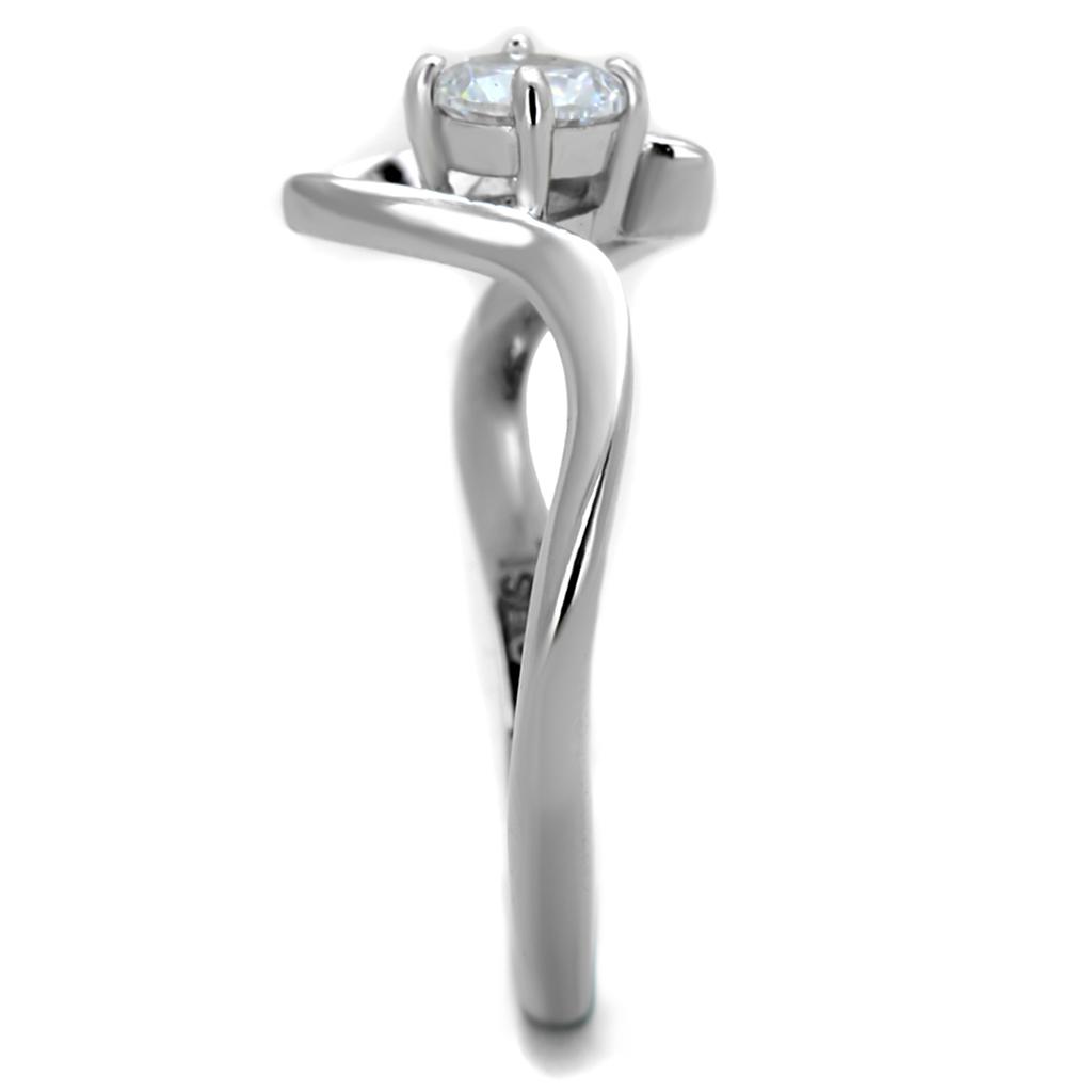 TS424 - Rhodium 925 Sterling Silver Ring with AAA Grade CZ in Clear