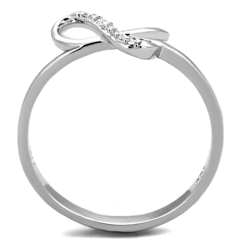 TS426 - Rhodium 925 Sterling Silver Ring with AAA Grade CZ in Clear
