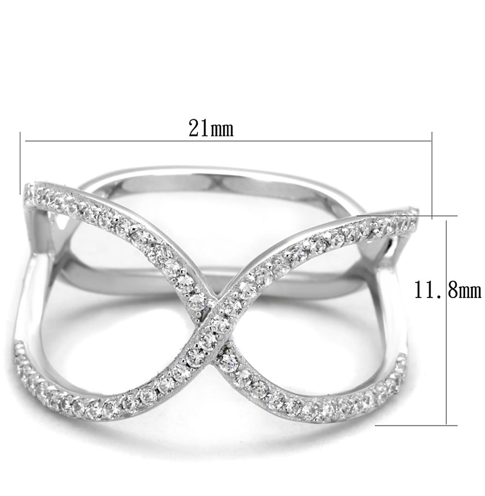 TS427 - Rhodium 925 Sterling Silver Ring with AAA Grade CZ in Clear