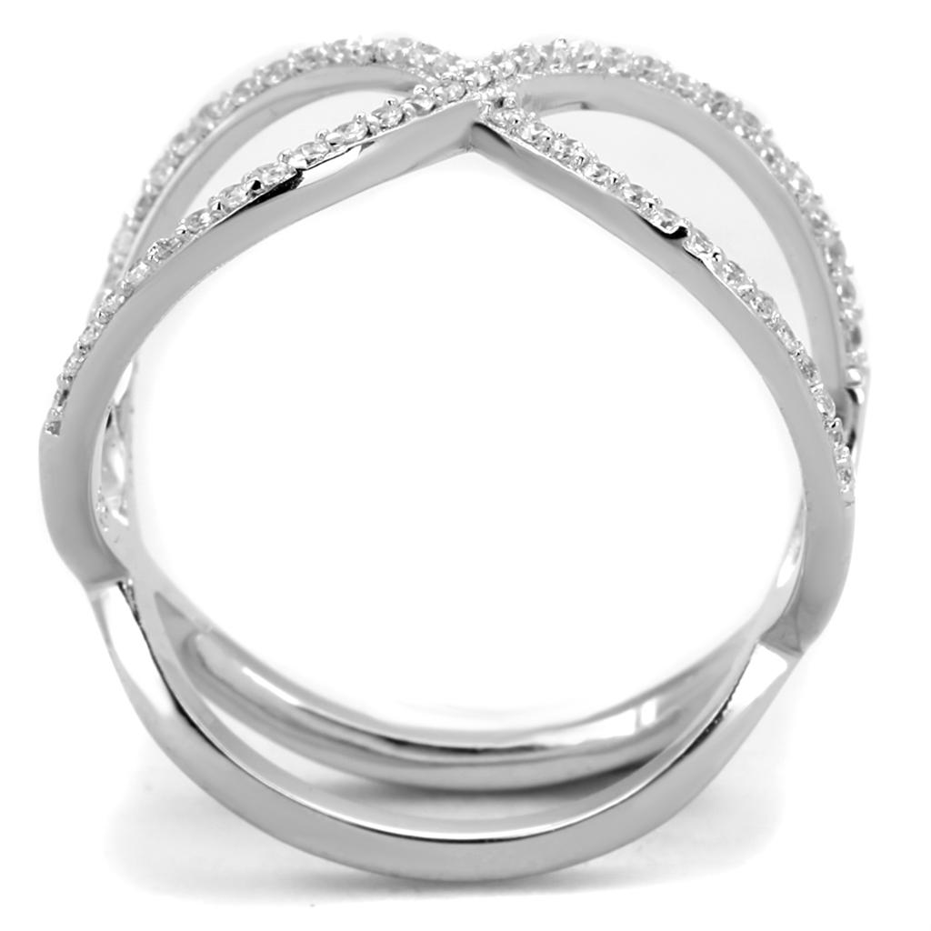 TS427 - Rhodium 925 Sterling Silver Ring with AAA Grade CZ in Clear