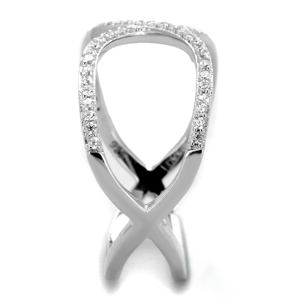 TS427 - Rhodium 925 Sterling Silver Ring with AAA Grade CZ in Clear