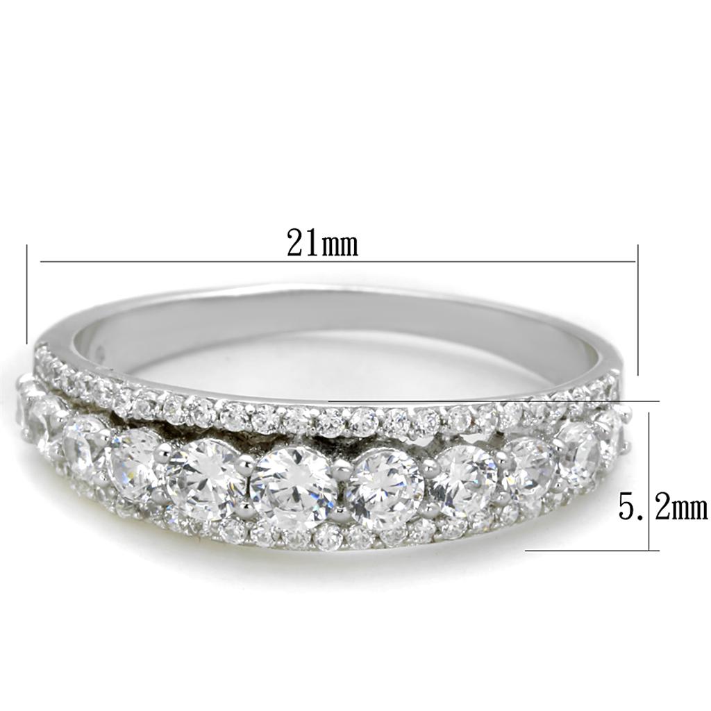 TS429 - Rhodium 925 Sterling Silver Ring with AAA Grade CZ in Clear