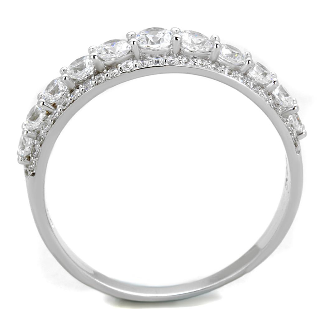 TS429 - Rhodium 925 Sterling Silver Ring with AAA Grade CZ in Clear
