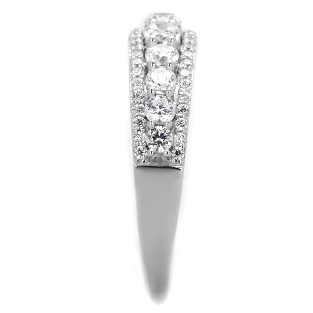 TS429 - Rhodium 925 Sterling Silver Ring with AAA Grade CZ in Clear