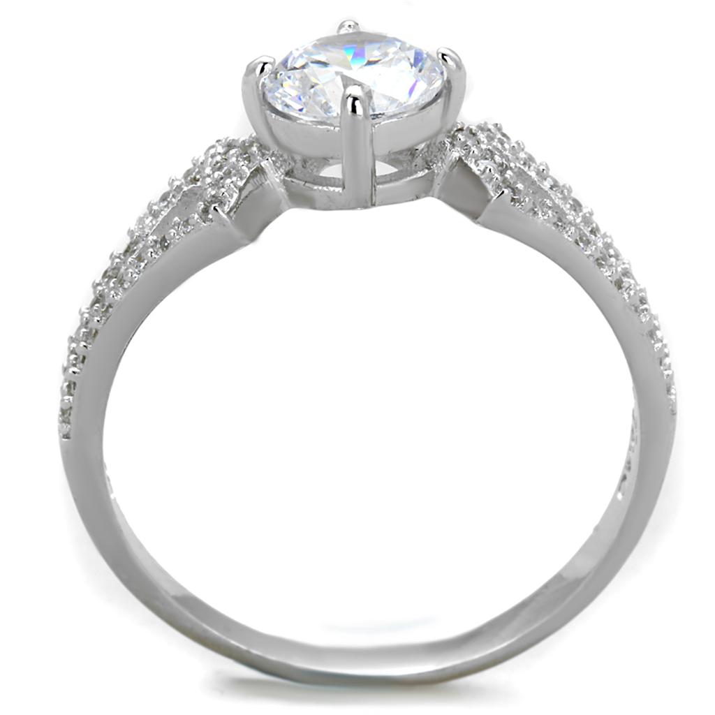 TS430 - Rhodium 925 Sterling Silver Ring with AAA Grade CZ in Clear
