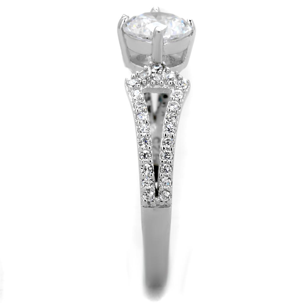 TS430 - Rhodium 925 Sterling Silver Ring with AAA Grade CZ in Clear