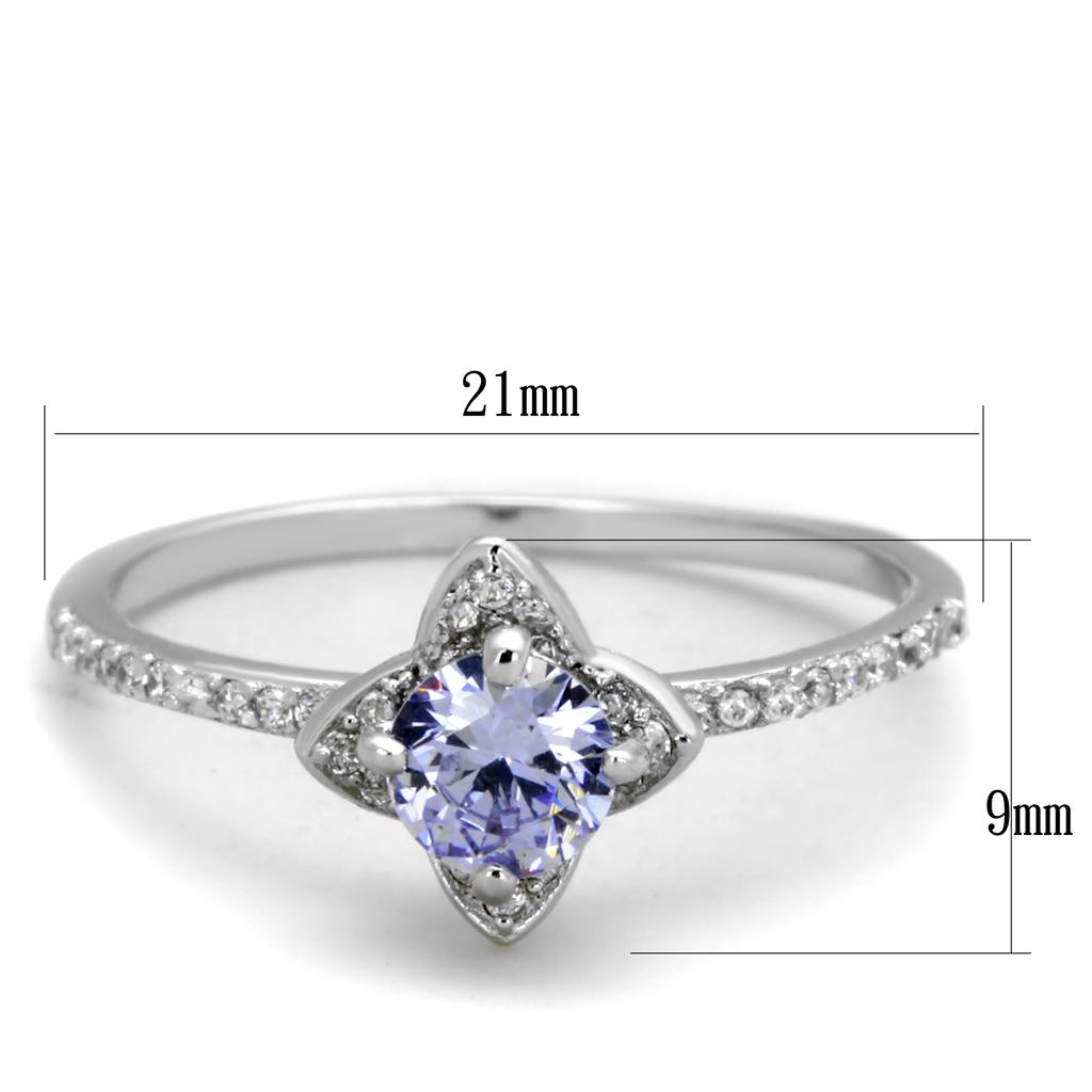 TS432 - Rhodium 925 Sterling Silver Ring with AAA Grade CZ in Light Amethyst