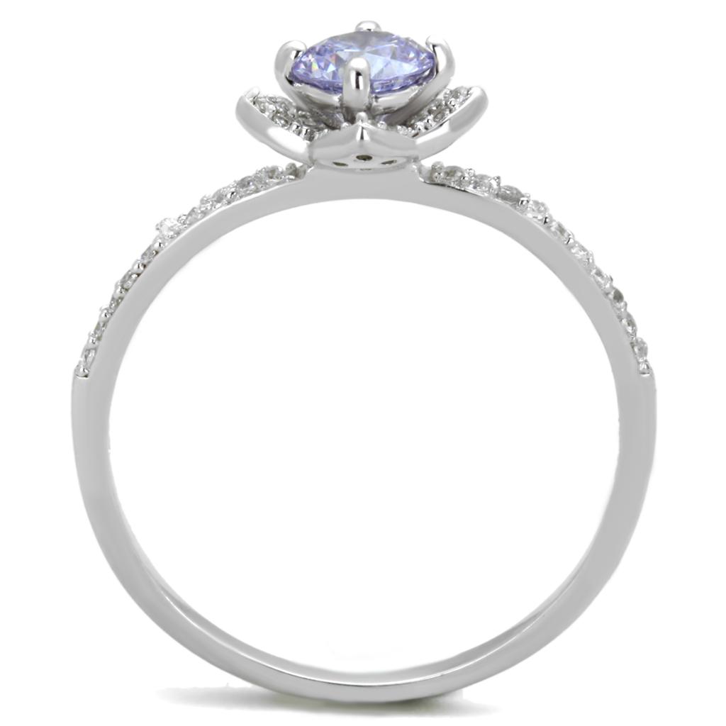 TS432 - Rhodium 925 Sterling Silver Ring with AAA Grade CZ in Light Amethyst