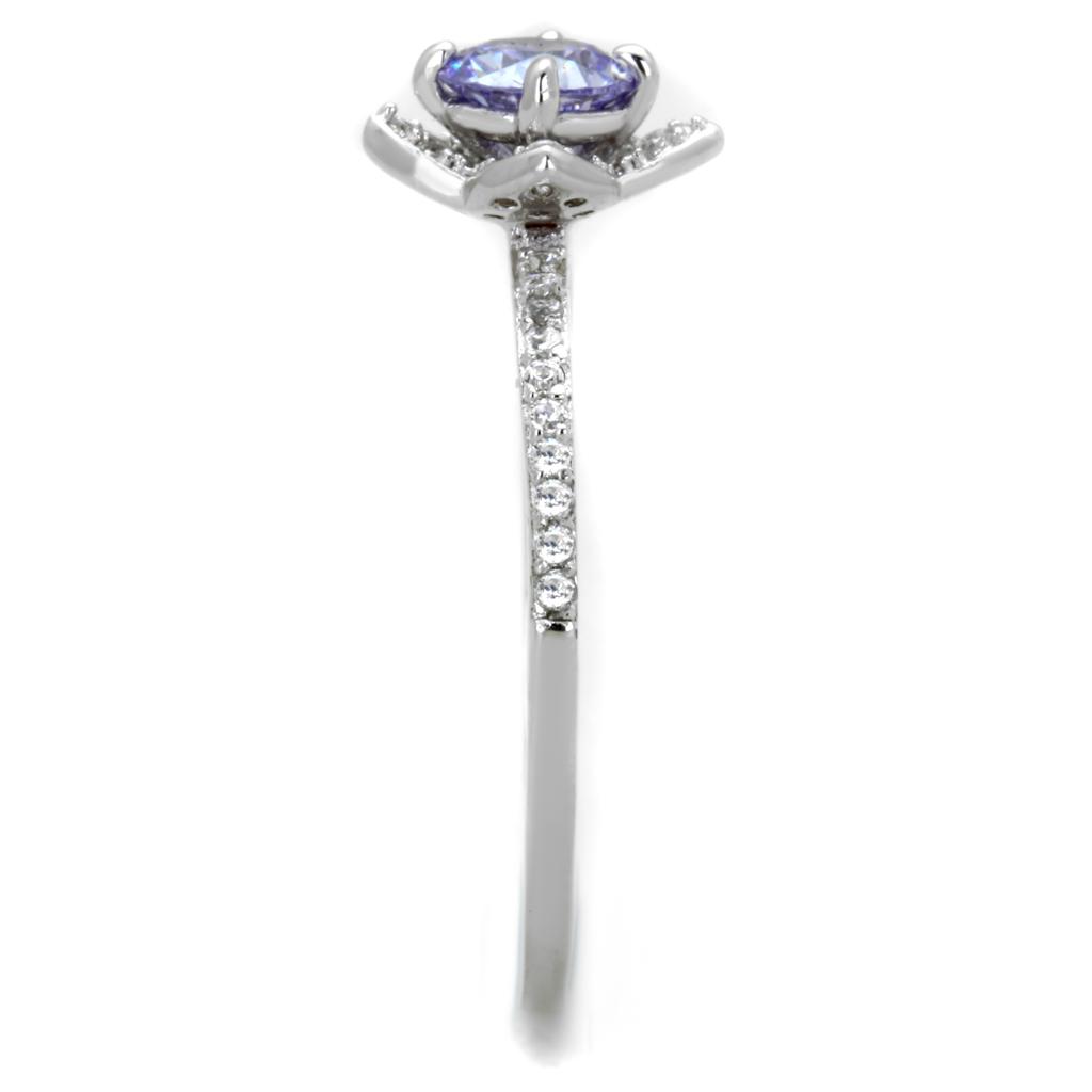TS432 - Rhodium 925 Sterling Silver Ring with AAA Grade CZ in Light Amethyst