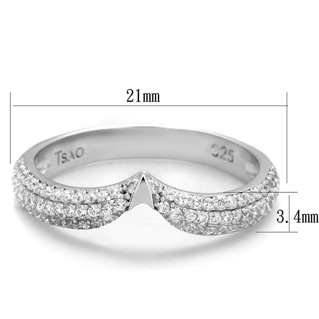 TS433 - Rhodium 925 Sterling Silver Ring with AAA Grade CZ in Clear