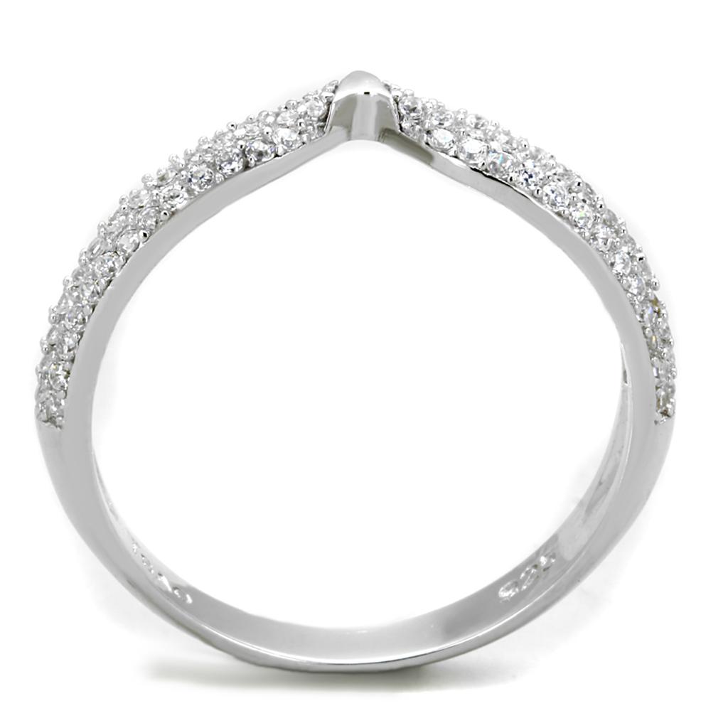 TS433 - Rhodium 925 Sterling Silver Ring with AAA Grade CZ in Clear