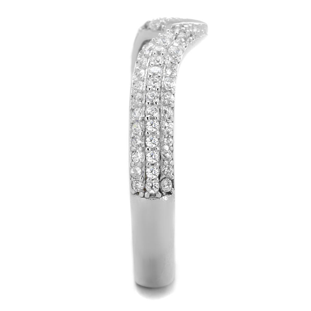 TS433 - Rhodium 925 Sterling Silver Ring with AAA Grade CZ in Clear