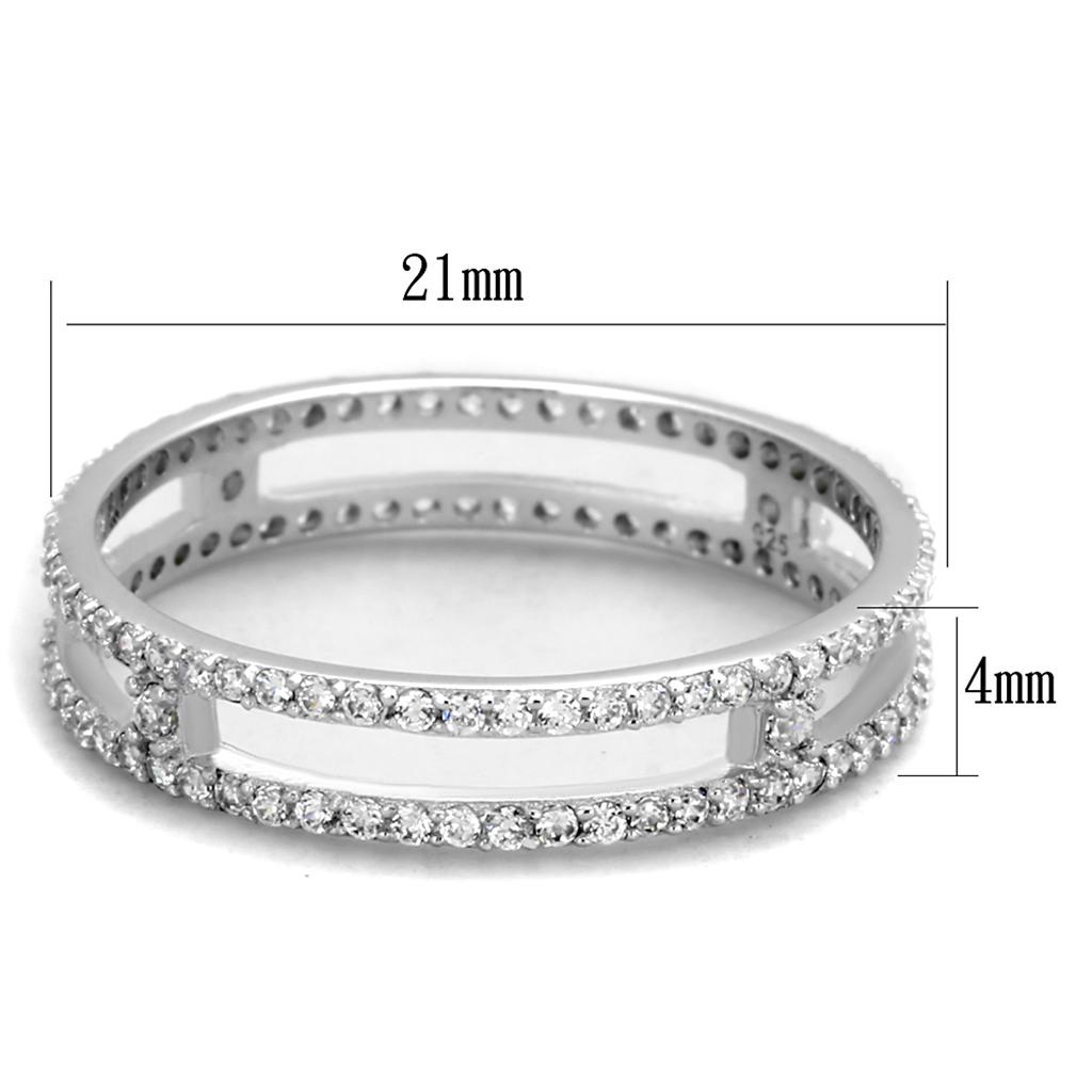 TS434 - Rhodium 925 Sterling Silver Ring with AAA Grade CZ in Clear
