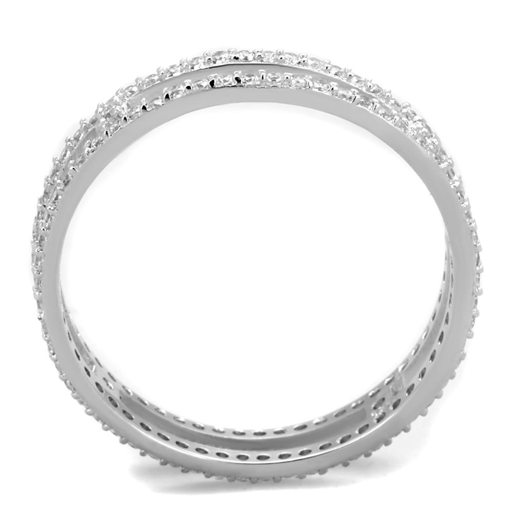 TS434 - Rhodium 925 Sterling Silver Ring with AAA Grade CZ in Clear