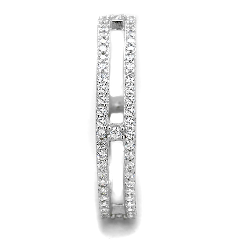 TS434 - Rhodium 925 Sterling Silver Ring with AAA Grade CZ in Clear