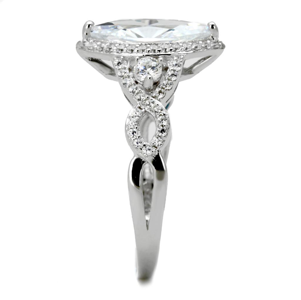 TS457 - Rhodium 925 Sterling Silver Ring with AAA Grade CZ in Clear