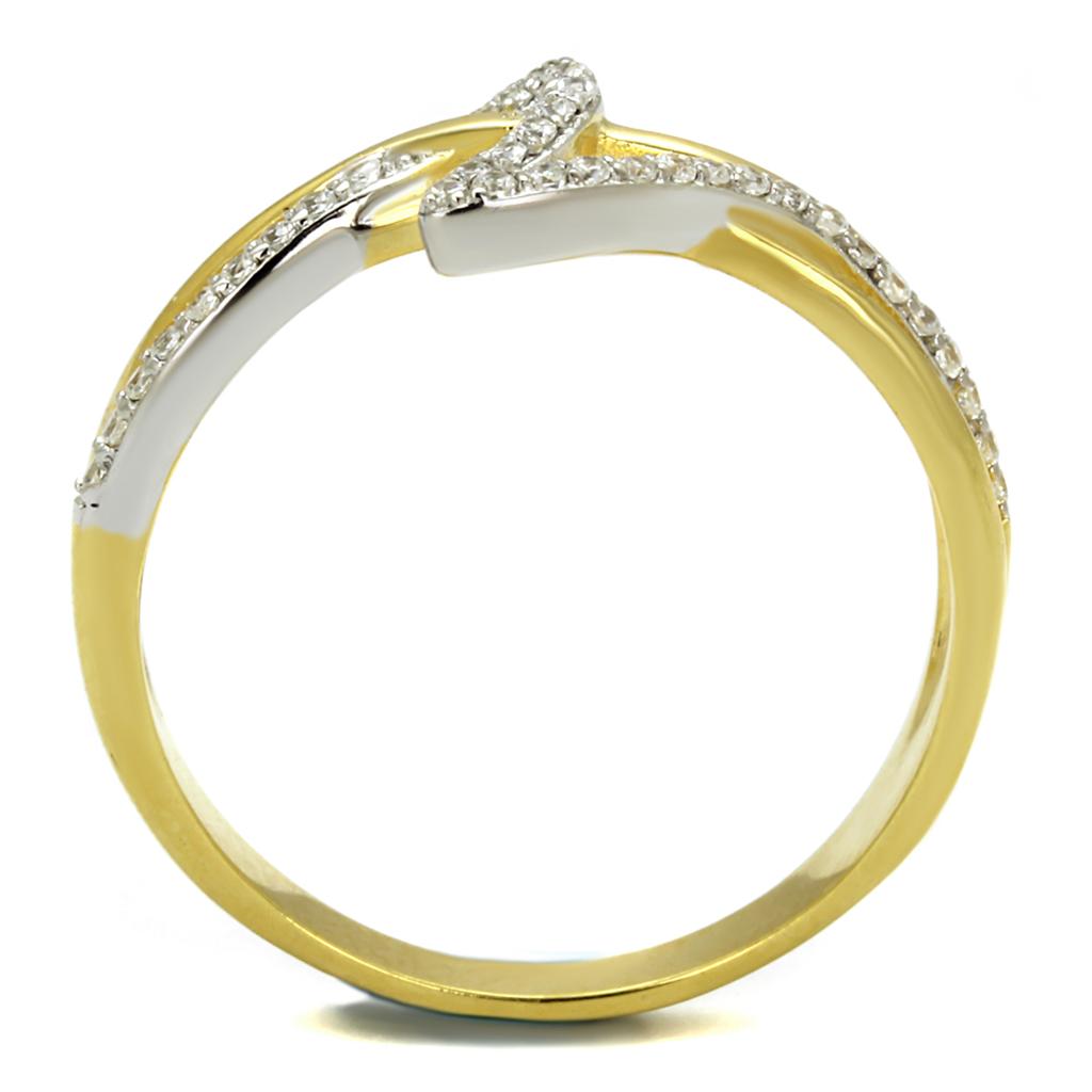 TS461 - Gold+Rhodium 925 Sterling Silver Ring with AAA Grade CZ in Clear