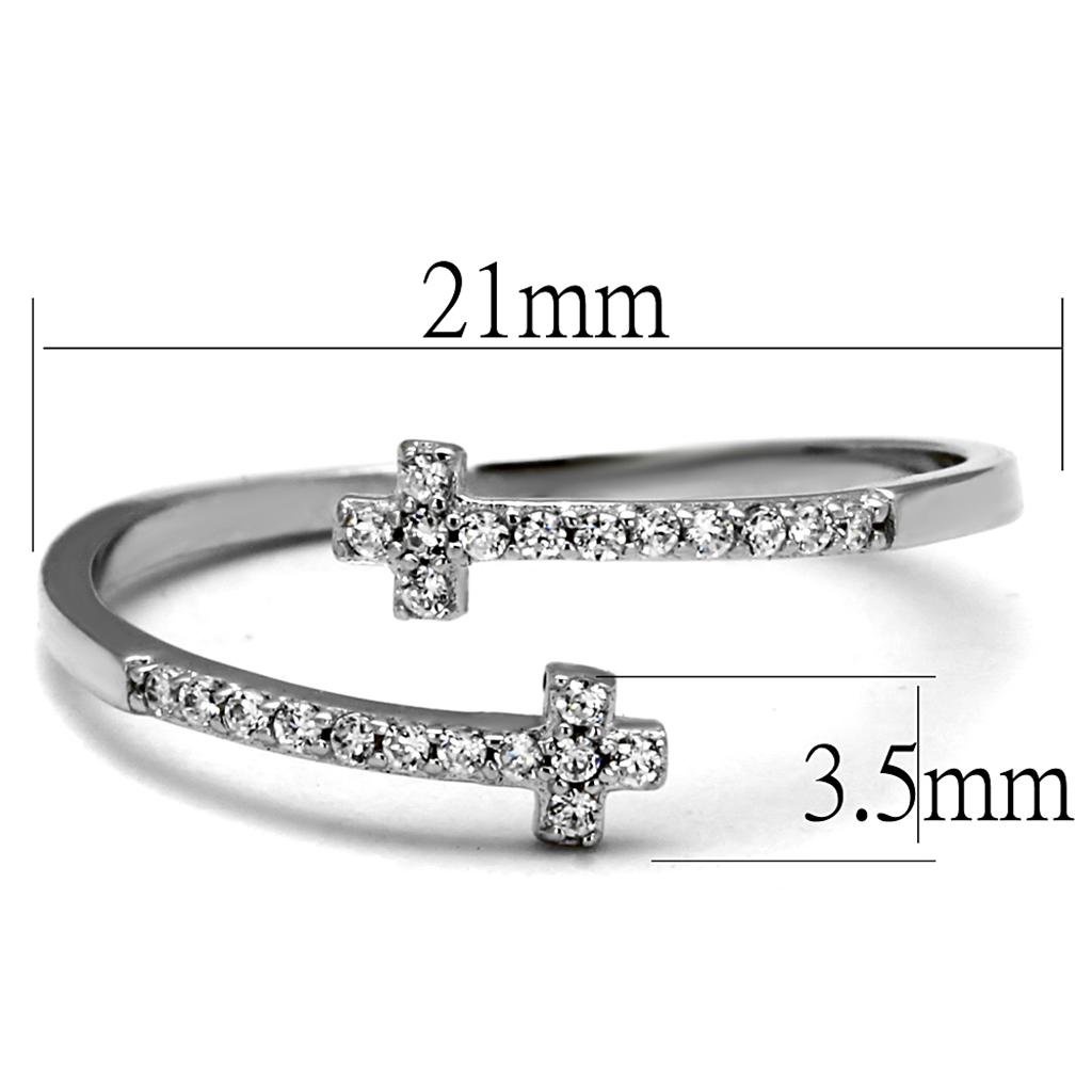 TS463 - Rhodium 925 Sterling Silver Ring with AAA Grade CZ in Clear