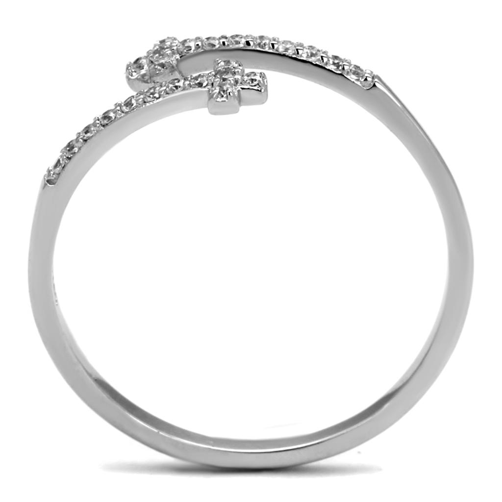 TS463 - Rhodium 925 Sterling Silver Ring with AAA Grade CZ in Clear