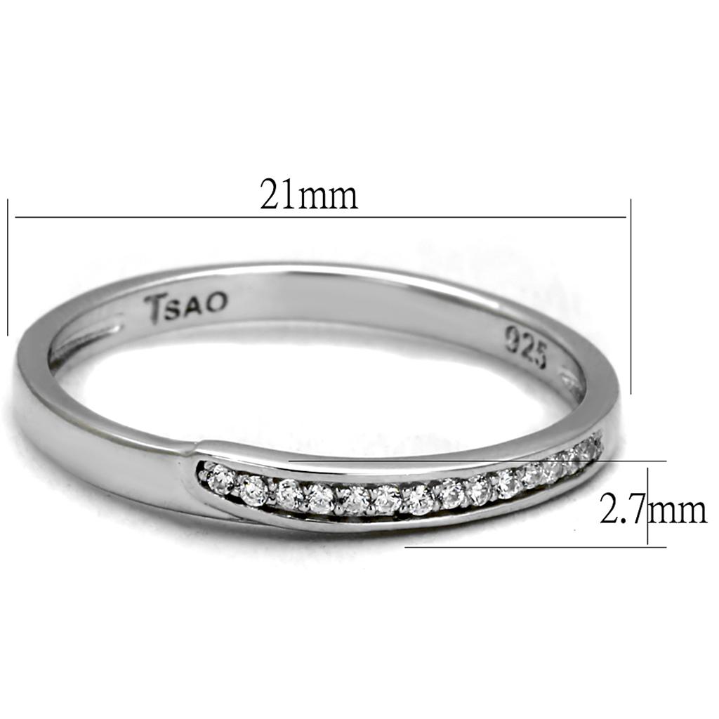 TS472 - Rhodium 925 Sterling Silver Ring with AAA Grade CZ in Clear
