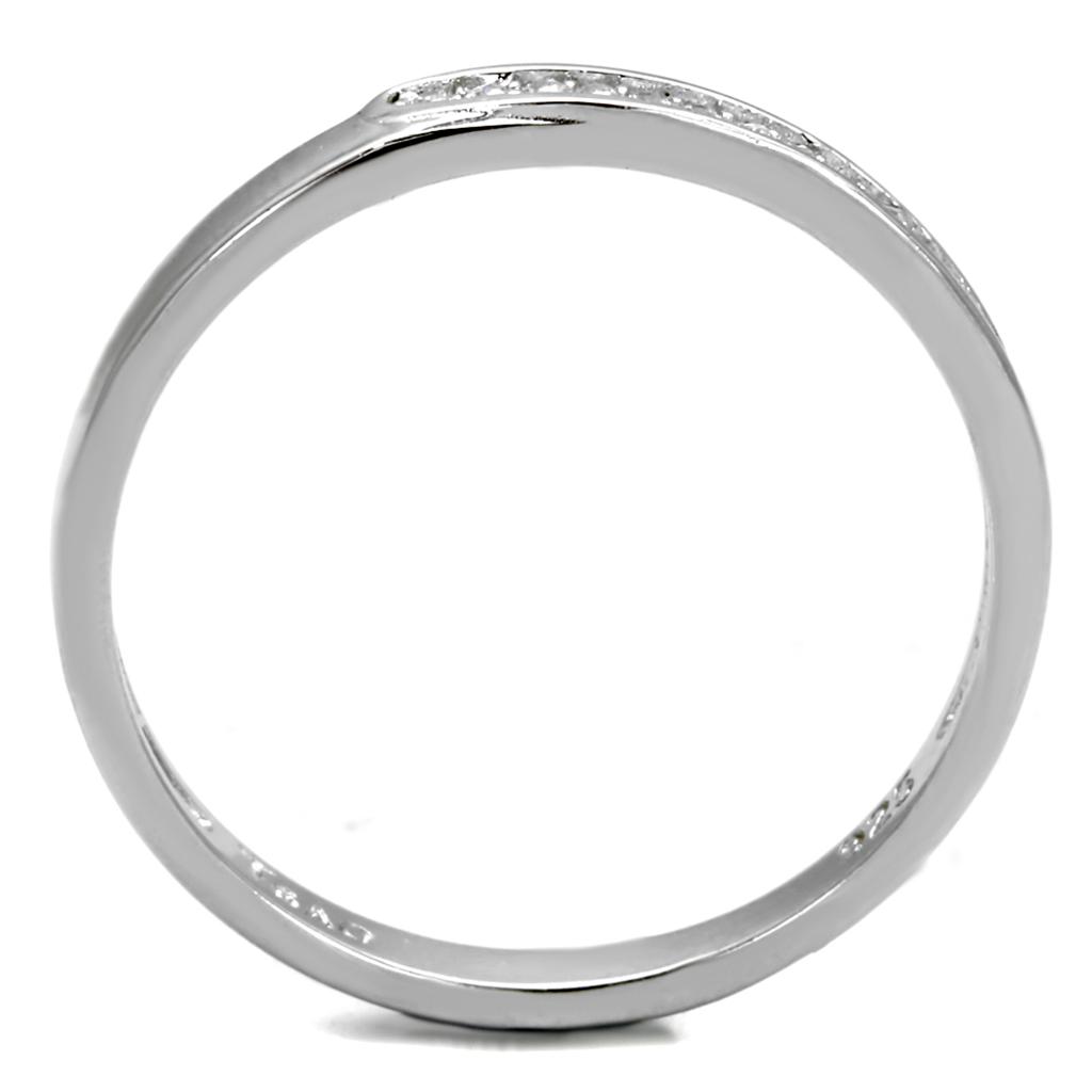 TS472 - Rhodium 925 Sterling Silver Ring with AAA Grade CZ in Clear