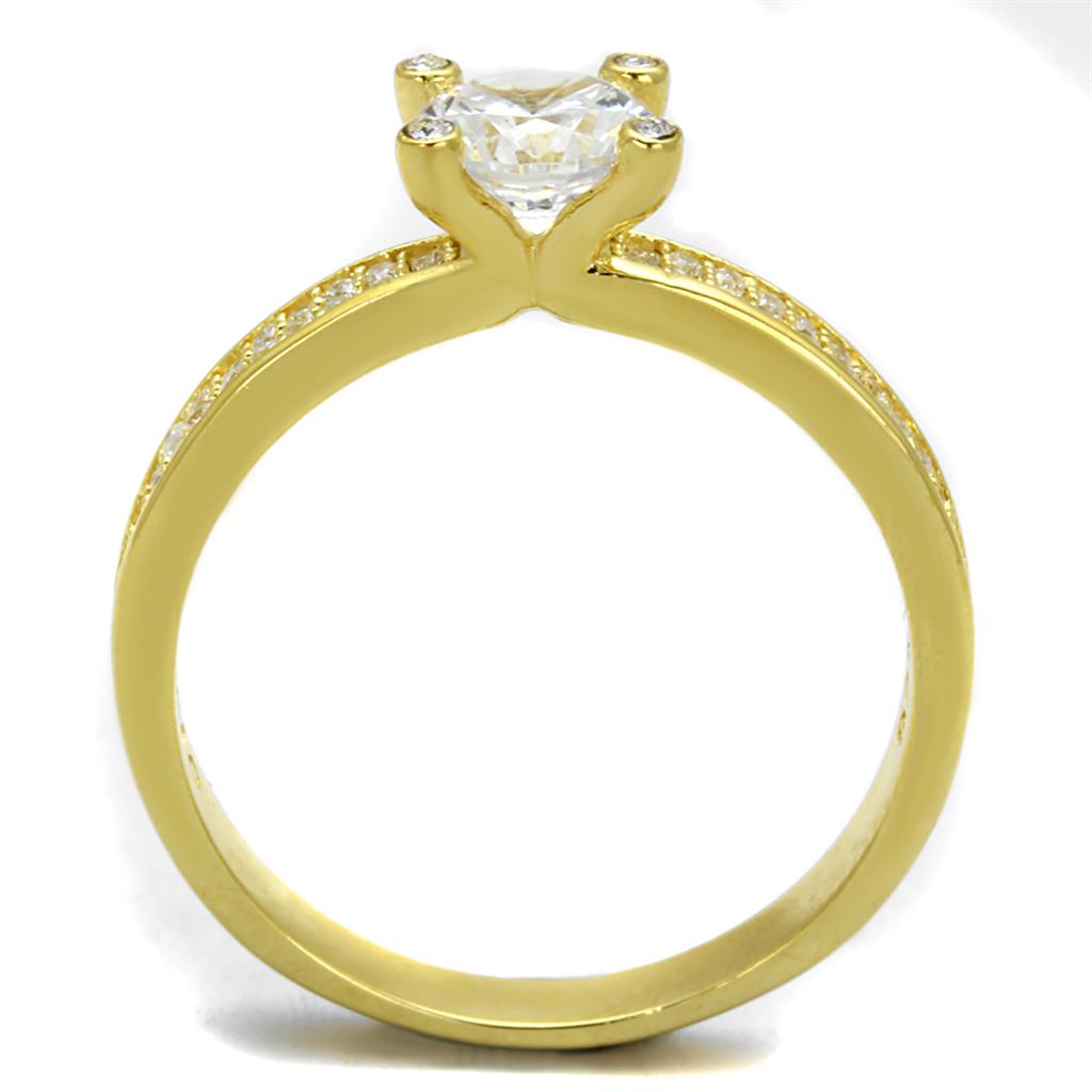 TS474 - Gold 925 Sterling Silver Ring with AAA Grade CZ in Clear