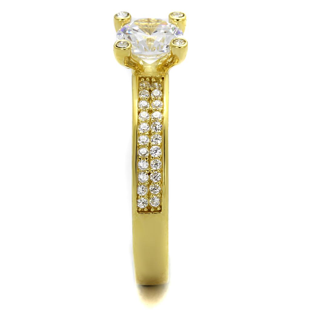 TS474 - Gold 925 Sterling Silver Ring with AAA Grade CZ in Clear