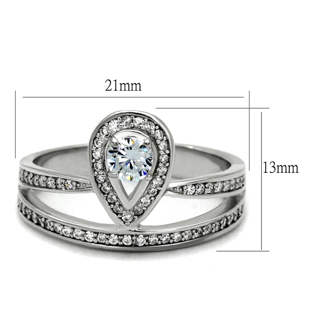 TS476 - Rhodium 925 Sterling Silver Ring with AAA Grade CZ in Clear