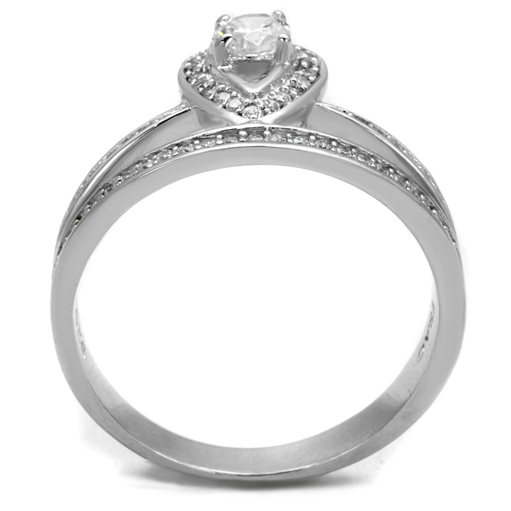 TS476 - Rhodium 925 Sterling Silver Ring with AAA Grade CZ in Clear