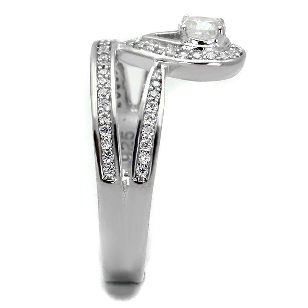 TS476 - Rhodium 925 Sterling Silver Ring with AAA Grade CZ in Clear