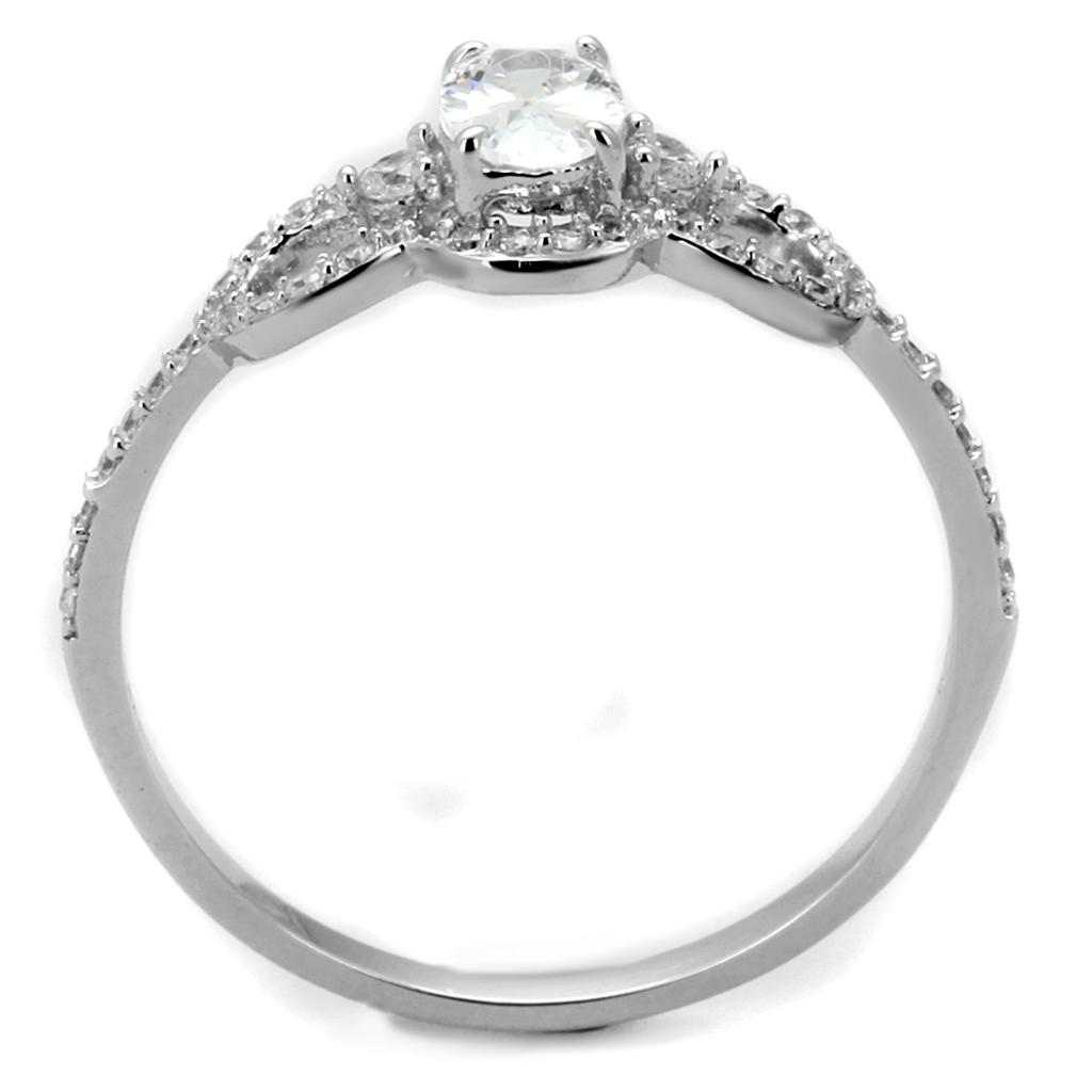 TS486 - Rhodium 925 Sterling Silver Ring with AAA Grade CZ in Clear