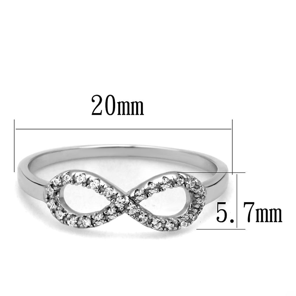 TS487 - Rhodium 925 Sterling Silver Ring with AAA Grade CZ in Clear