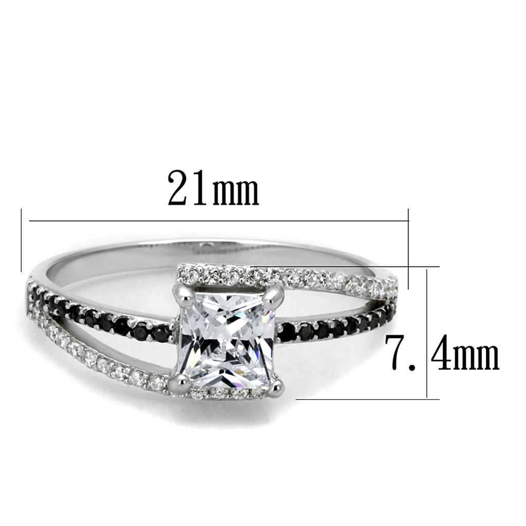 TS488 - Rhodium 925 Sterling Silver Ring with AAA Grade CZ in Clear