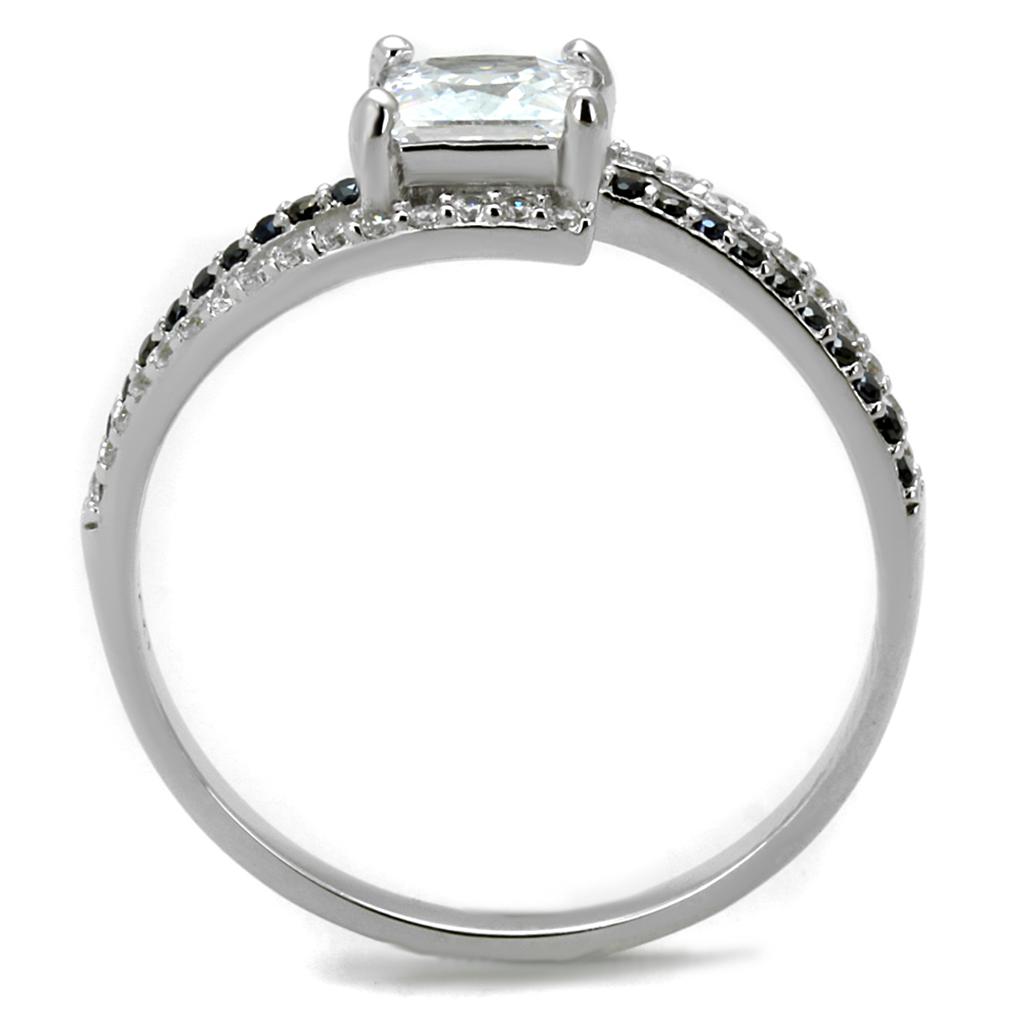 TS488 - Rhodium 925 Sterling Silver Ring with AAA Grade CZ in Clear