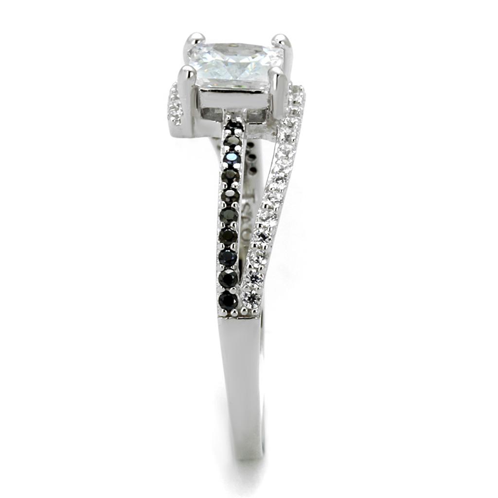 TS488 - Rhodium 925 Sterling Silver Ring with AAA Grade CZ in Clear