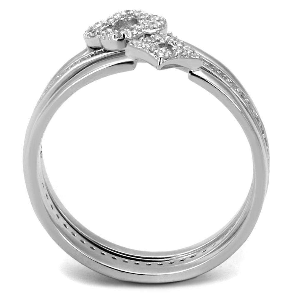 TS491 - Rhodium 925 Sterling Silver Ring with AAA Grade CZ in Clear