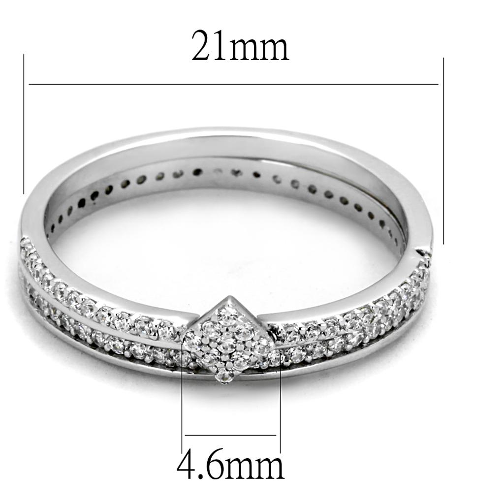 TS498 - Rhodium 925 Sterling Silver Ring with AAA Grade CZ in Clear