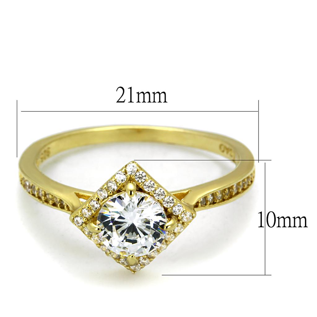 TS500 - Gold 925 Sterling Silver Ring with AAA Grade CZ in Clear