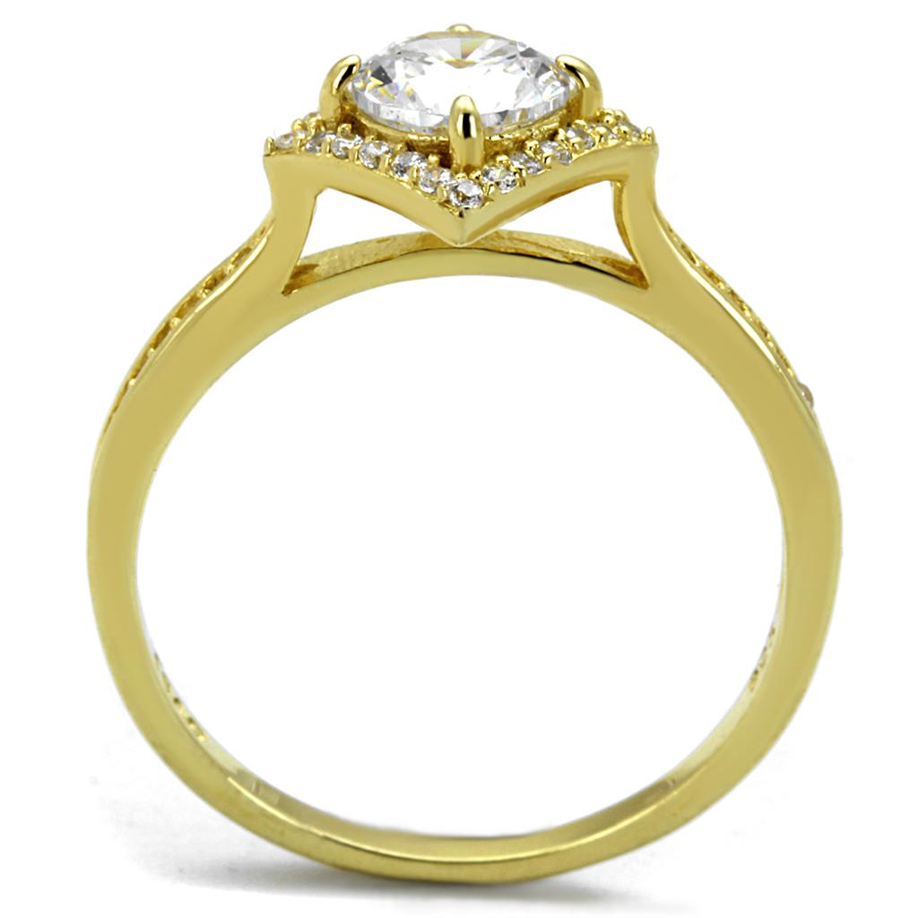 TS500 - Gold 925 Sterling Silver Ring with AAA Grade CZ in Clear