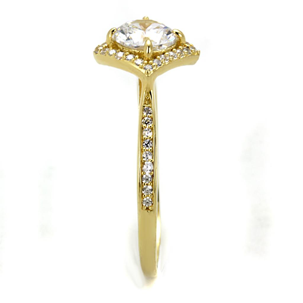 TS500 - Gold 925 Sterling Silver Ring with AAA Grade CZ in Clear