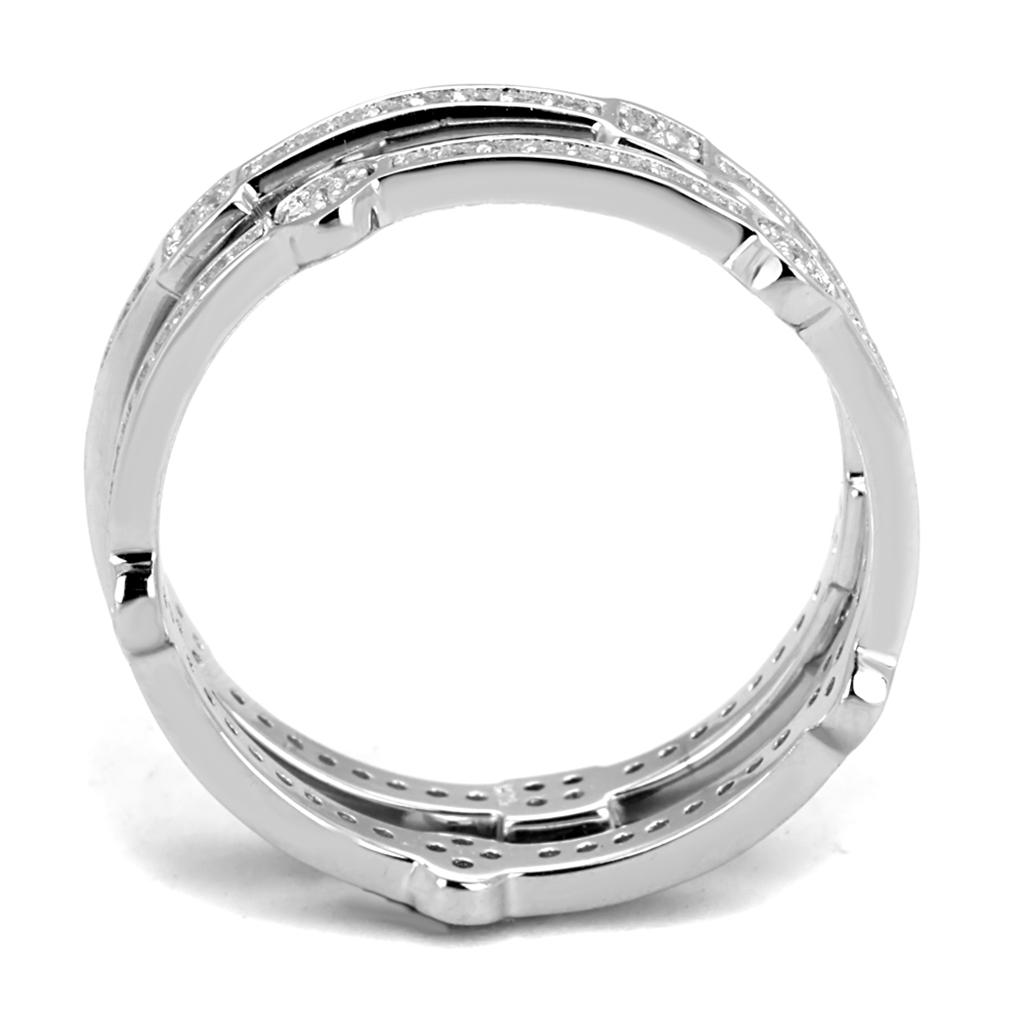 TS503 - Rhodium 925 Sterling Silver Ring with AAA Grade CZ in Clear