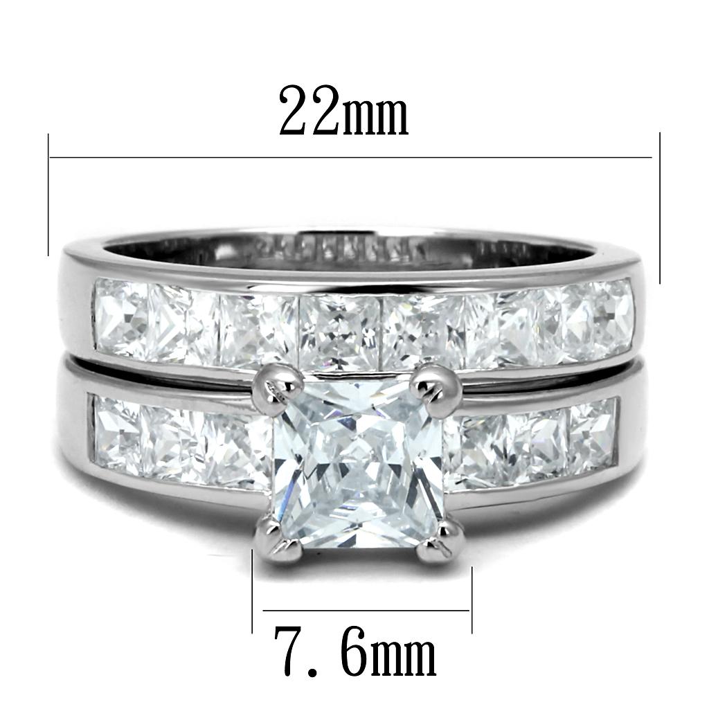 TS520 - Rhodium 925 Sterling Silver Ring with AAA Grade CZ in Clear