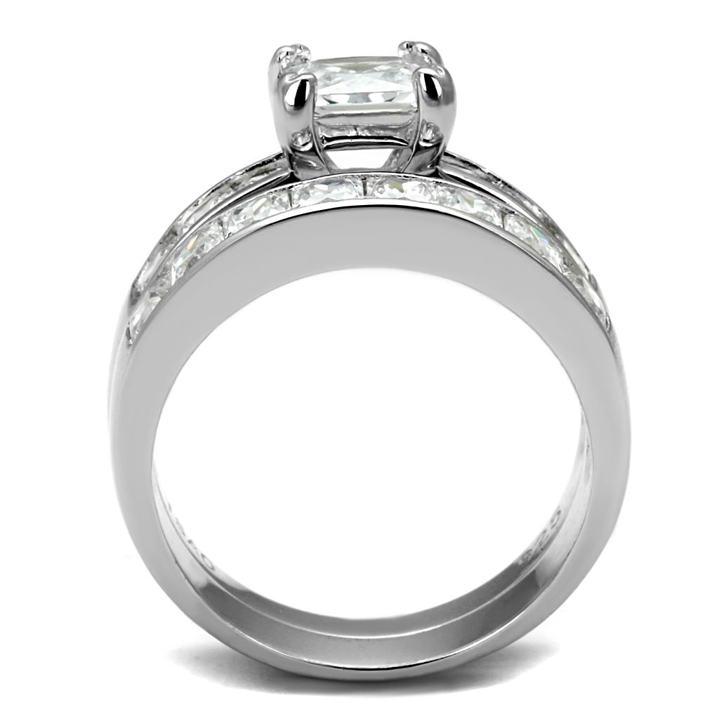 TS520 - Rhodium 925 Sterling Silver Ring with AAA Grade CZ in Clear