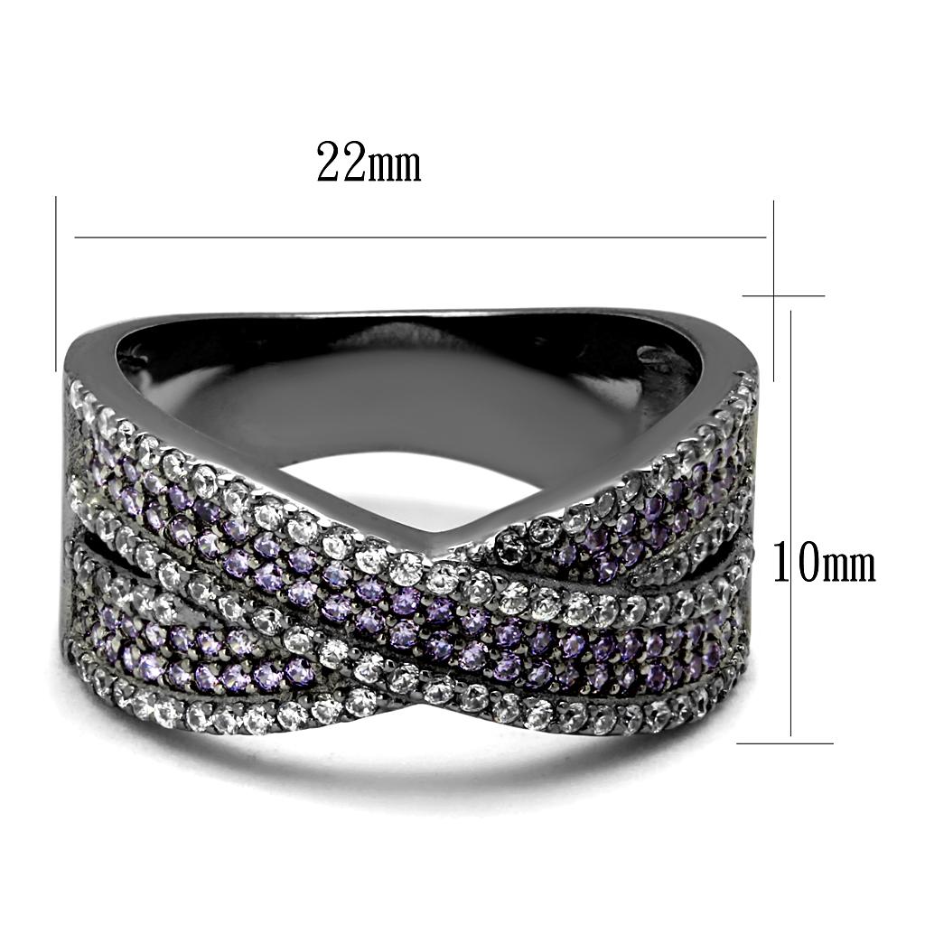 TS522 - Ruthenium 925 Sterling Silver Ring with AAA Grade CZ in Amethyst