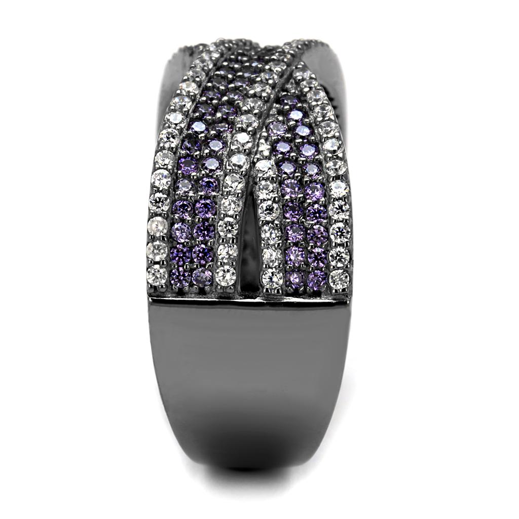 TS522 - Ruthenium 925 Sterling Silver Ring with AAA Grade CZ in Amethyst