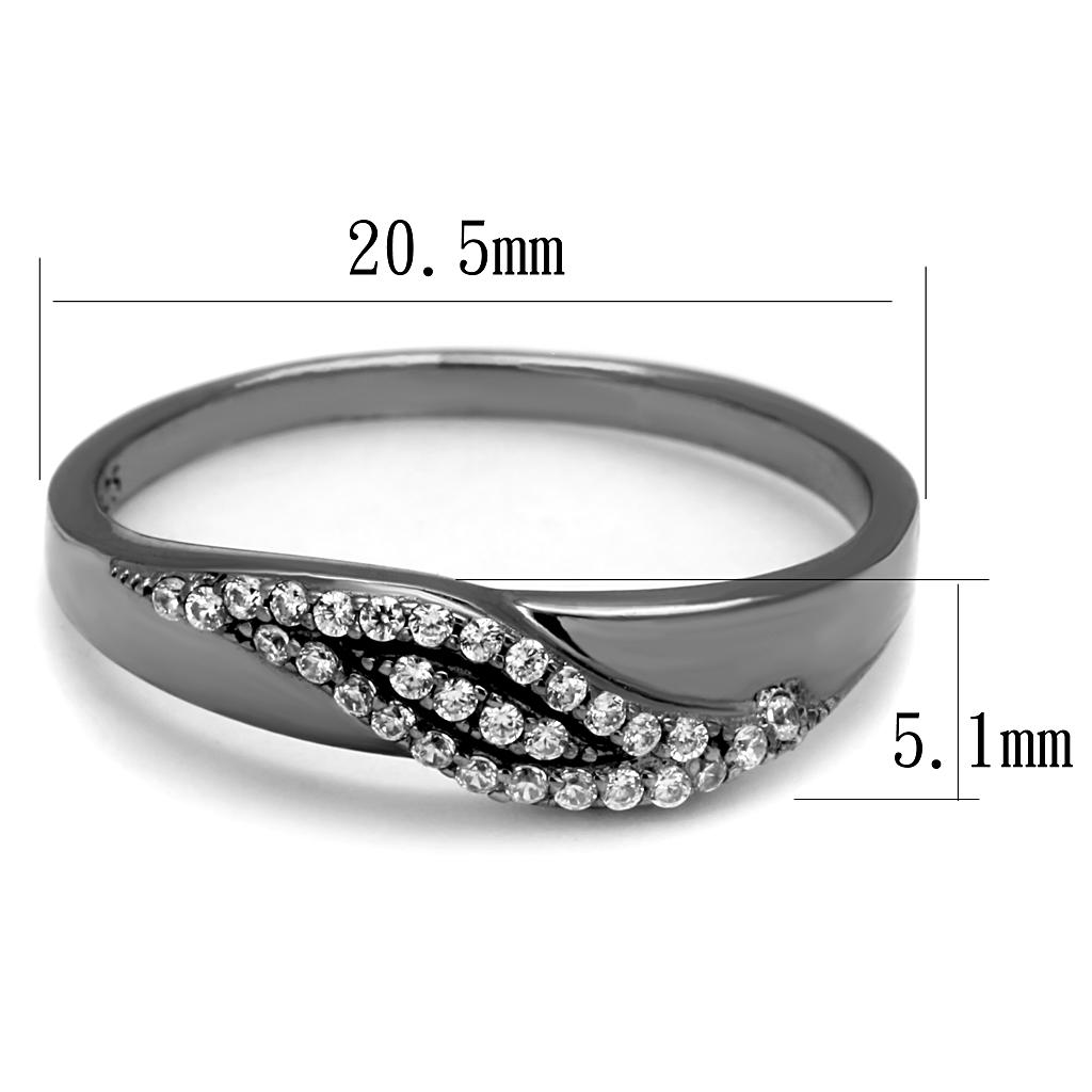TS524 - Ruthenium 925 Sterling Silver Ring with AAA Grade CZ in Clear
