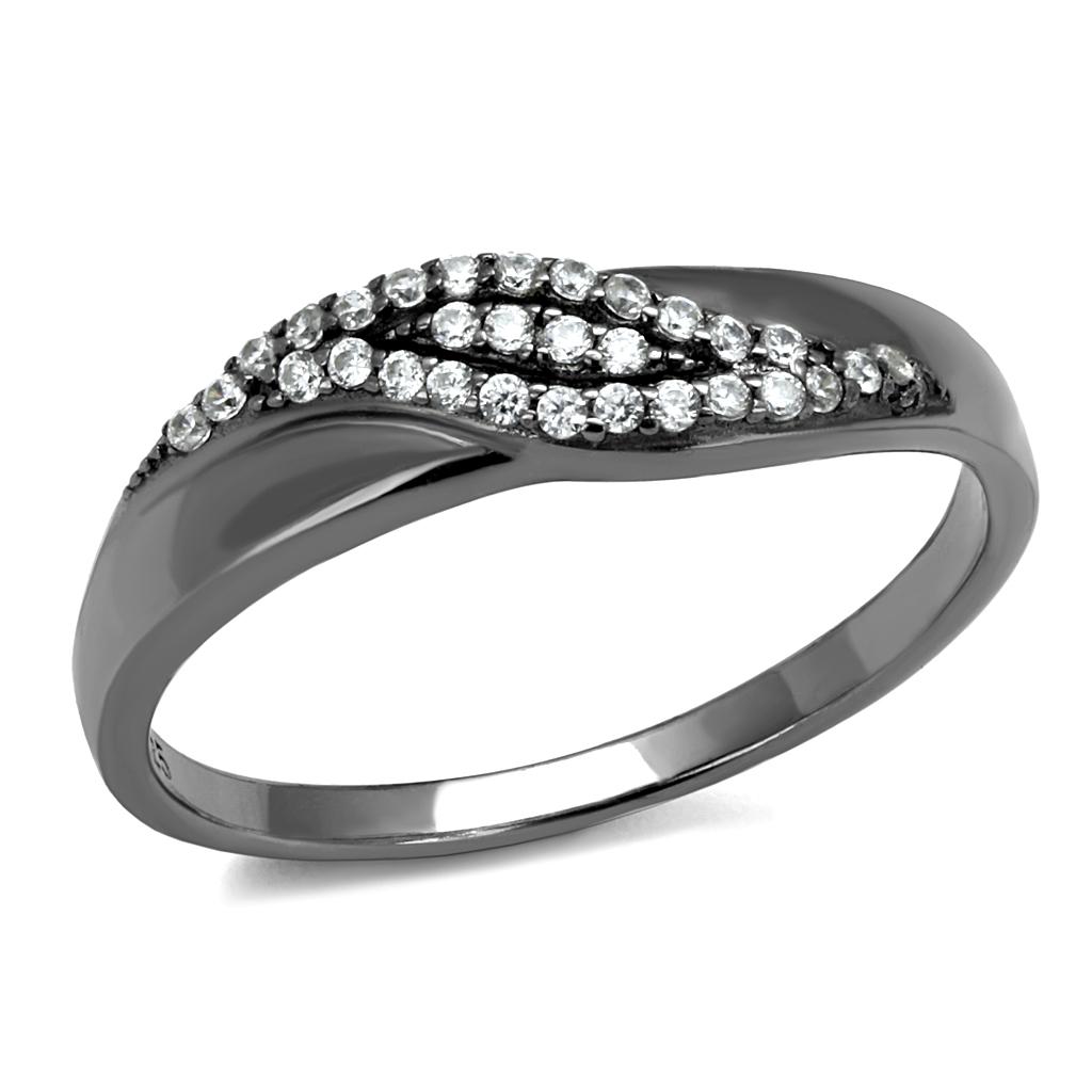 TS524 - Ruthenium 925 Sterling Silver Ring with AAA Grade CZ in Clear